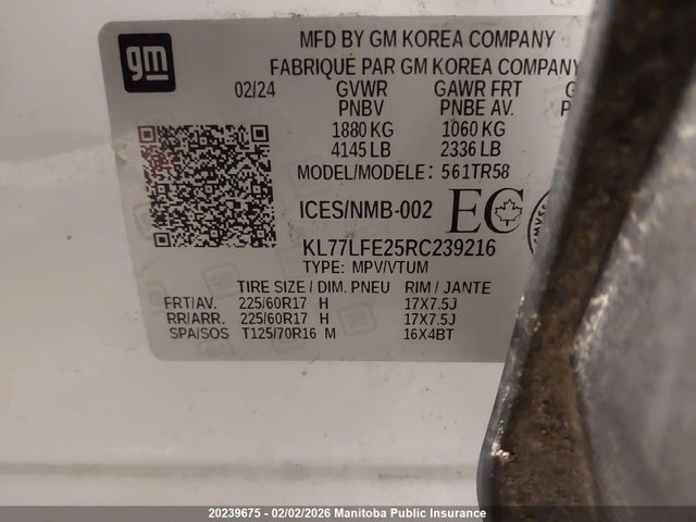 KL77LFE25RC239216 Chevrolet TRAX LS