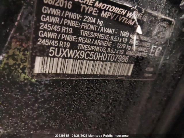 5UXWX9C50H0T07986 BMW X3 28I