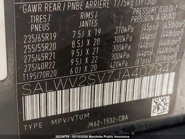 SALWV2SV7JA407947 Land Rover Range Rover Sport Hse Dyn S/c