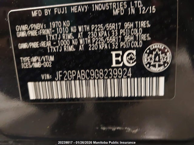 JF2GPABC9G8239924 Subaru Crosstrek Touring