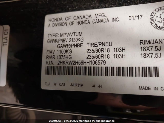 Honda CR-V EX 2017 2HKRW2H56HH106579 Image 9