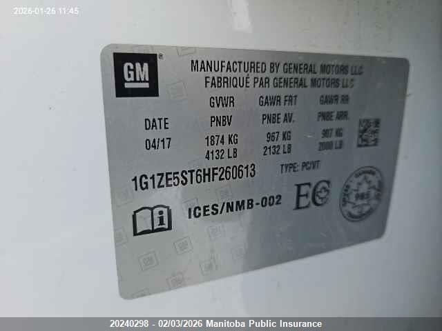 1G1ZE5ST6HF260613 Chevrolet MALIBU LT