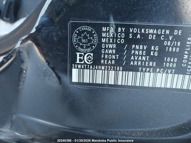 3VW4T7AJ4HM232180 Volkswagen JETTA GLI