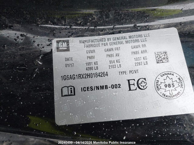 1G6AG1RX2H0184264 Cadillac Ats Turbo