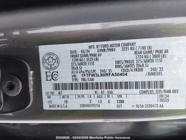 1FTFW3L80RFA50404 Ford F150 King Ranch Supercrew