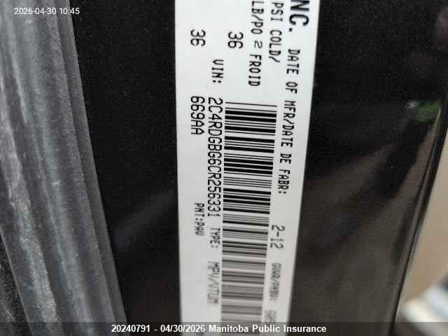Продажа на аукционе авто 2012 Dodge Grand Caravan Sxt, vin: 2C4RDGBG6CR256331, номер лота: 20240791