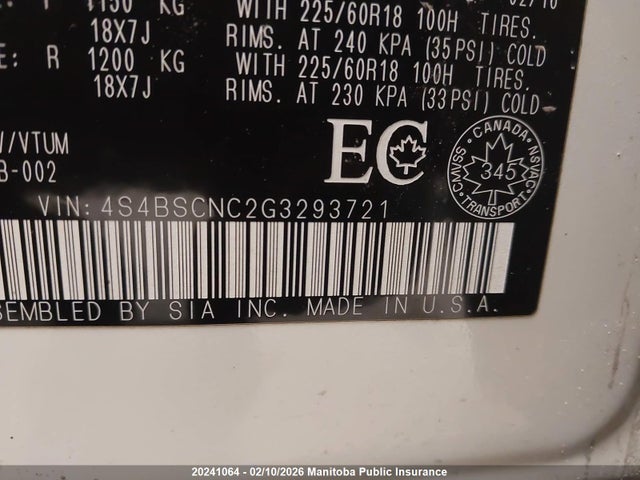 4S4BSCNC2G3293721 Subaru Outback 2.5i Touring