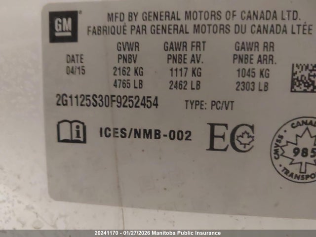 2G1125S30F9252454 Chevrolet Impala Lt V6