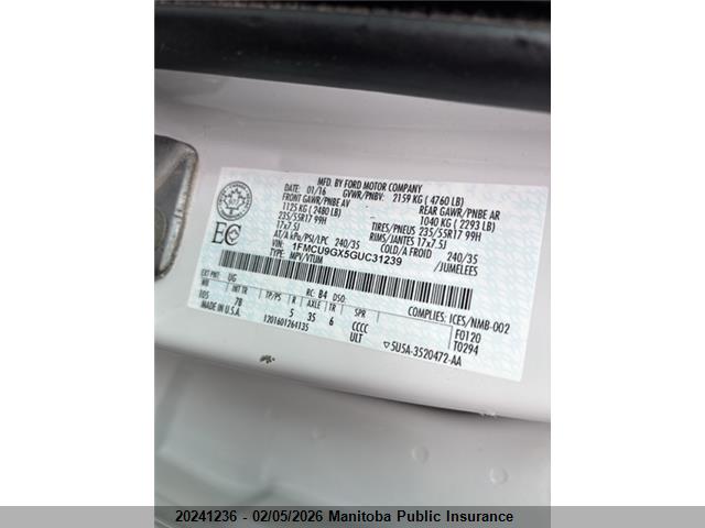 1FMCU9GX5GUC31239 Ford ESCAPE SE