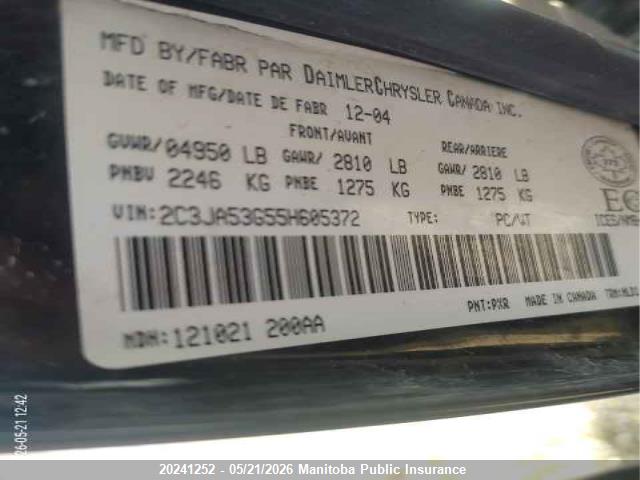Aukcja sprzedaży 2005 Chrysler 300 Touring, vin: 2C3JA53G55H605372, numer aukcji: 20241252
