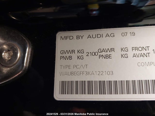 WAUBEGFF3KA122103 Audi A3 Komfort 45 2.0 Tfsi Quattro