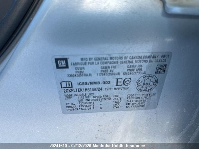 2GKFLTEK1H6169724 GMC Terrain Sle