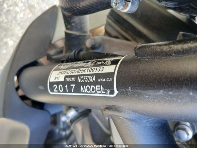 2017 Honda Nc750xa მანქანა იყიდება აუქციონზე, vin: JH2RC9028HK100133, აუქციონის ნომერი: 20241621
