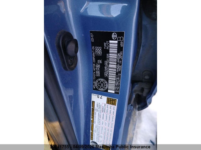20241755 :رقم المزاد ، JTDKB22U377631325 vin ، 2007 Toyota Prius مزاد بيع