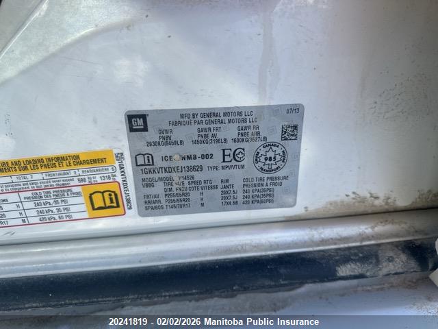 1GKKVTKDXEJ138629 GMC Acadia Denali