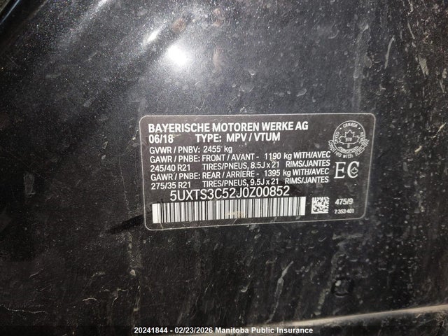 BMW X3 M40i 2018 5UXTS3C52J0Z00852 Image 8