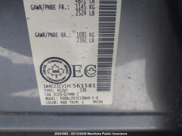 1N4CZ1CV1PC561581 Nissan LEAF SV