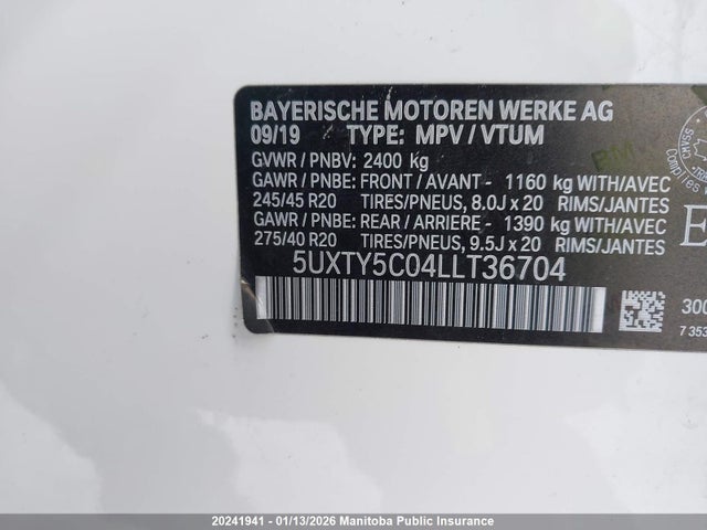 5UXTY5C04LLT36704 BMW X3 30i
