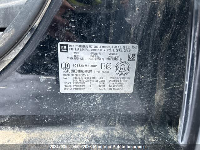 3GTU2NEC1HG370084 GMC Sierra 1500 Slt Crew Cab
