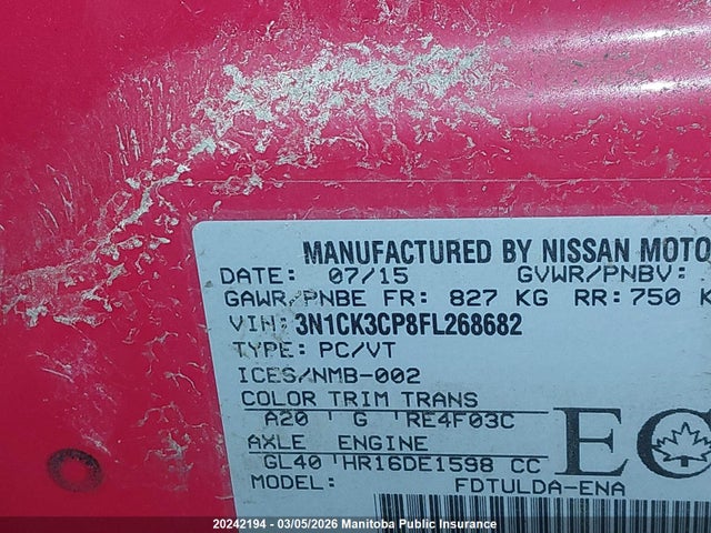 3N1CK3CP8FL268682 Nissan Micra S