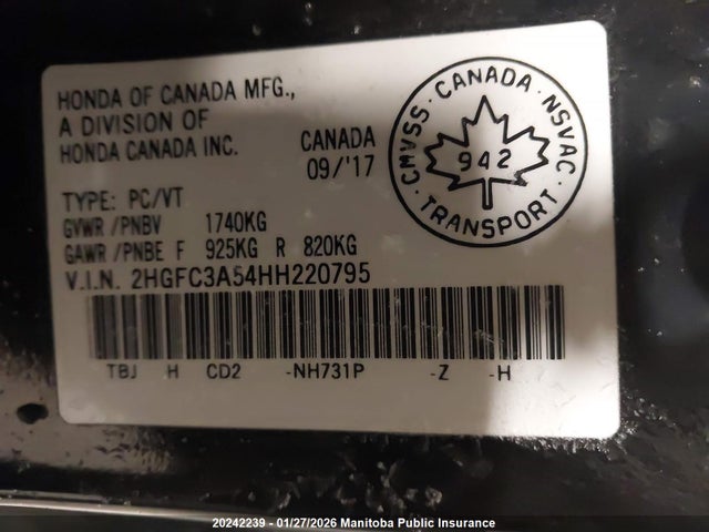 2HGFC3A54HH220795 Honda Civic Si Si