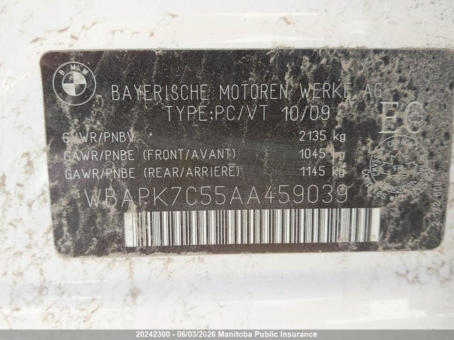 2010 Bmw 328i Xdrive მანქანა იყიდება აუქციონზე, vin: WBAPK7C55AA459039, აუქციონის ნომერი: 20242300