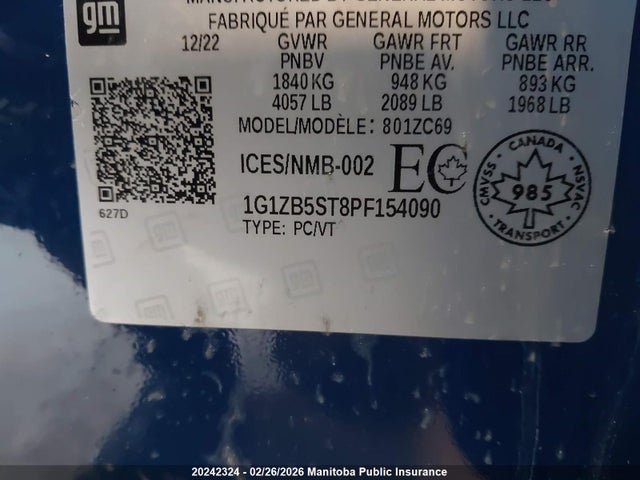 1G1ZB5ST8PF154090 Chevrolet MALIBU LS