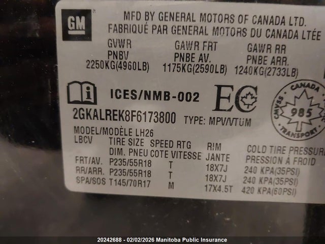 2GKALREK8F6173800 GMC Terrain Sle