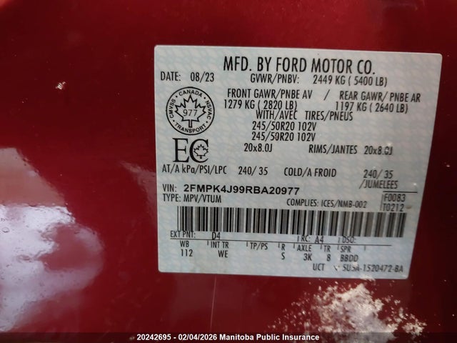 Ford Edge St Line 2024 2FMPK4J99RBA20977 Image 9