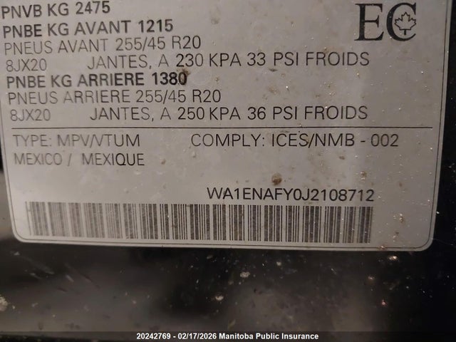 WA1ENAFY0J2108712 Audi Q5