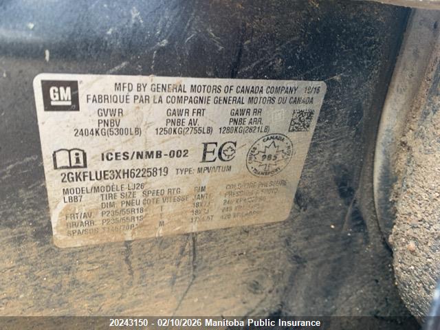 2GKFLUE3XH6225819 GMC Terrain Slt V6