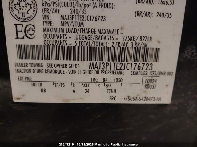 MAJ3P1TE2JC176723 Ford ECOSPORT S