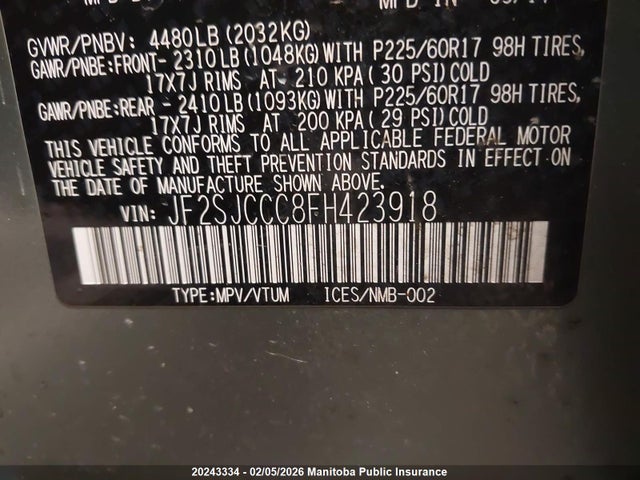 JF2SJCCC8FH423918 Subaru Forester 2.5i