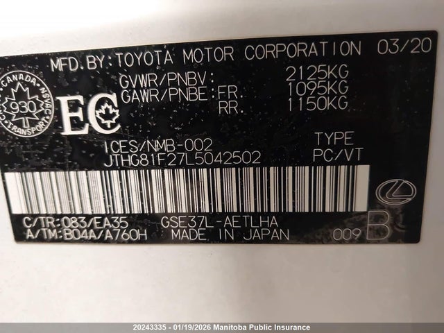 JTHG81F27L5042502 Lexus Is 300 300