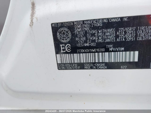 Продажа на аукционе авто 2010 Toyota Rav4 Limited V6, vin: 2T3DK4DV1AW016200, номер лота: 20243420