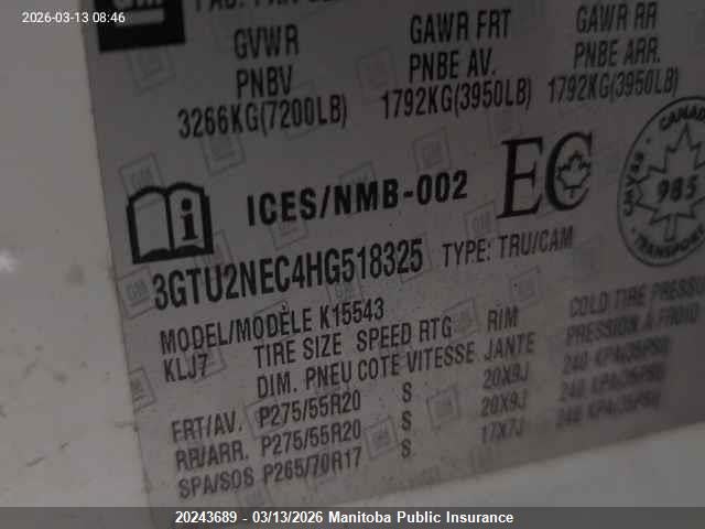 3GTU2NEC4HG518325 GMC Sierra 1500 Slt Crew Cab