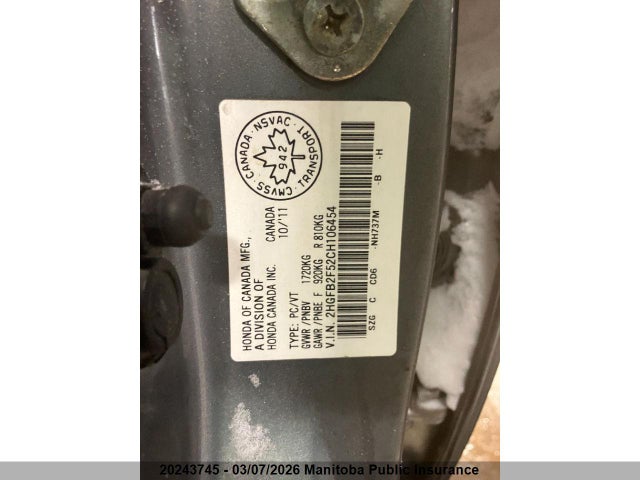 Aukcja sprzedaży 2012 Honda Civic Ex, vin: 2HGFB2F52CH106454, numer aukcji: 20243745