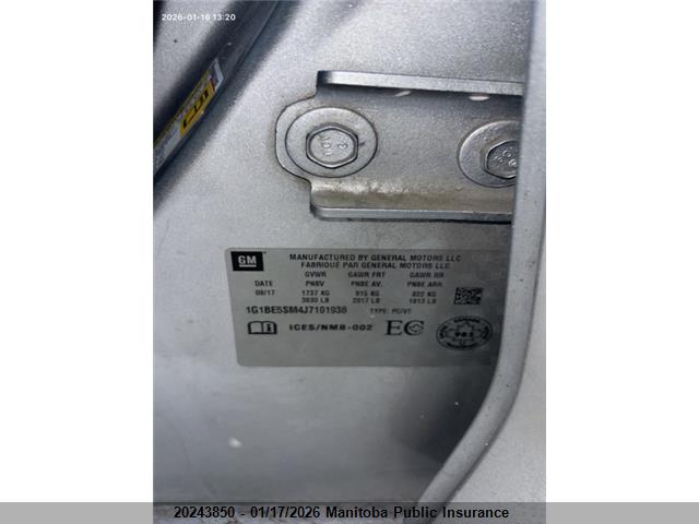 Aukcja sprzedaży 2018 Chevrolet Cruze Lt Turbo, vin: 1G1BE5SM4J7101938, numer aukcji: 20243850