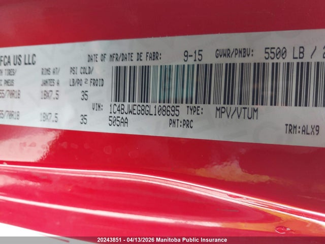 1C4BJWEG8GL108695 Jeep Wrangler Unlimited Sahara