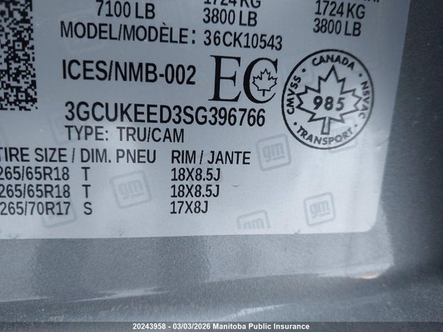 3GCUKEED3SG396766 Chevrolet Silverado 1500 Rst Crew Cab