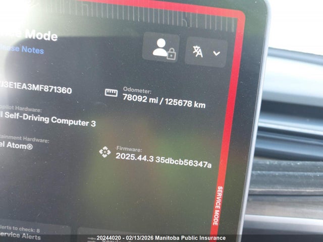 5YJ3E1EA3MF871360 Tesla Model 3 Standard Range Plus 50