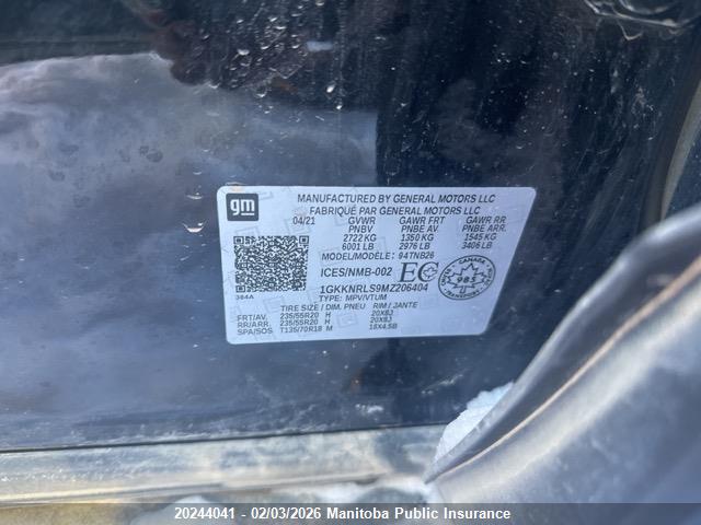 1GKKNRLS9MZ206404 GMC ACADIA SLE