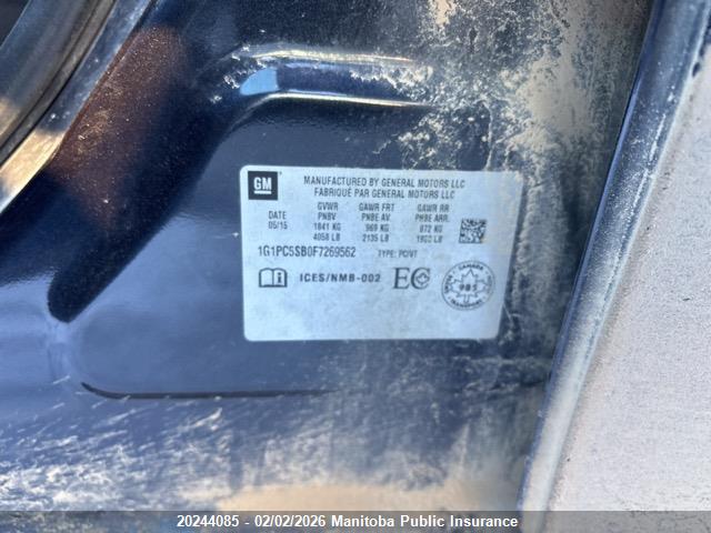 1G1PC5SB0F7269562 Chevrolet Cruze Lt Turbo