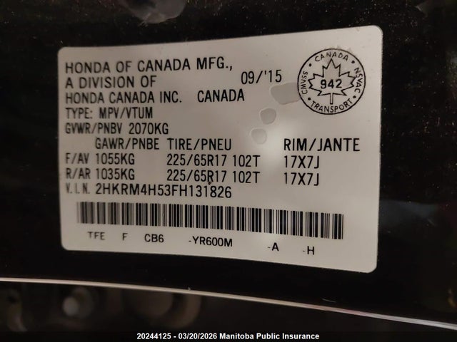 2HKRM4H53FH131826 Honda CR-V EX
