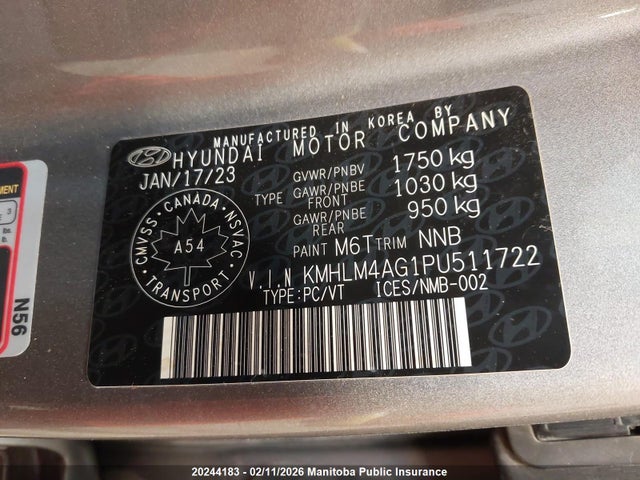 KMHLM4AG1PU511722 Hyundai Elantra Preferred