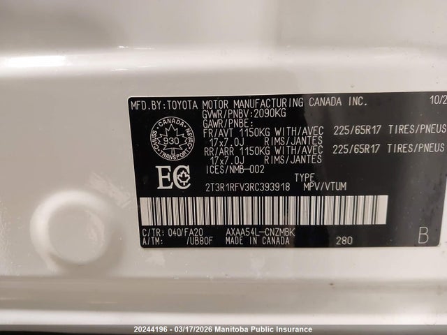 Aukcja sprzedaży 2024 Toyota Rav4 Xle, vin: 2T3R1RFV3RC393918, numer aukcji: 20244196