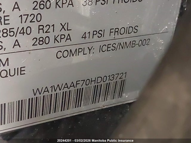 WA1WAAF70HD013721 Audi Q7 V6