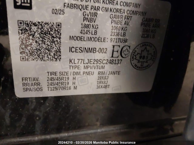 KL77LJE29SC248137 Chevrolet Trax Rs