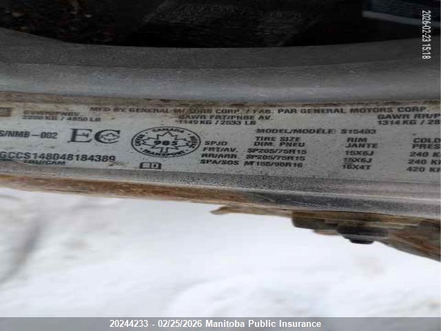 20244233 :رقم المزاد ، 1GCCS148048184389 vin ، 2004 Chevrolet Colorado مزاد بيع