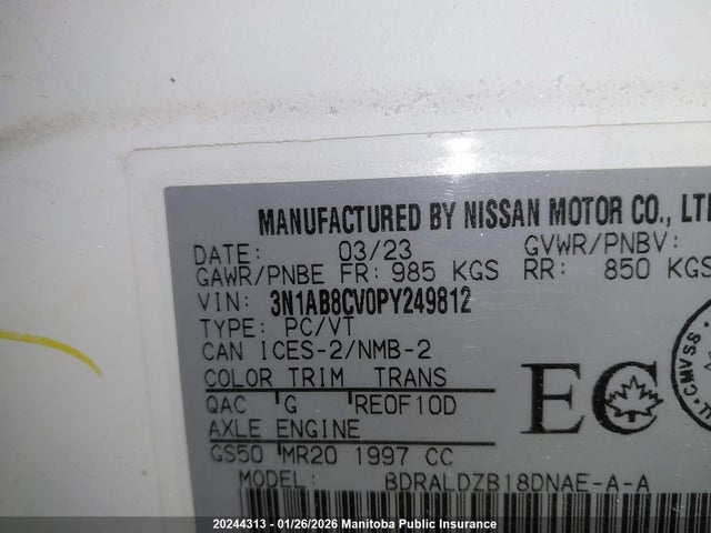 Nissan Sentra 2.0 Sv 2023 3N1AB8CV0PY249812 Image 11